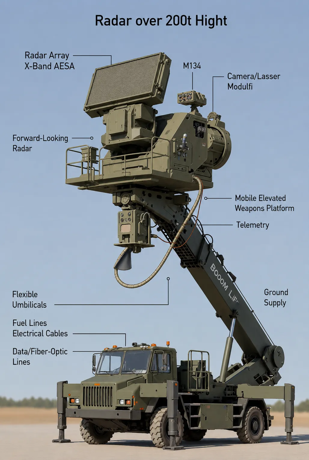 Elevated radar array variant — X-band AESA radar on a mobile elevated weapons platform